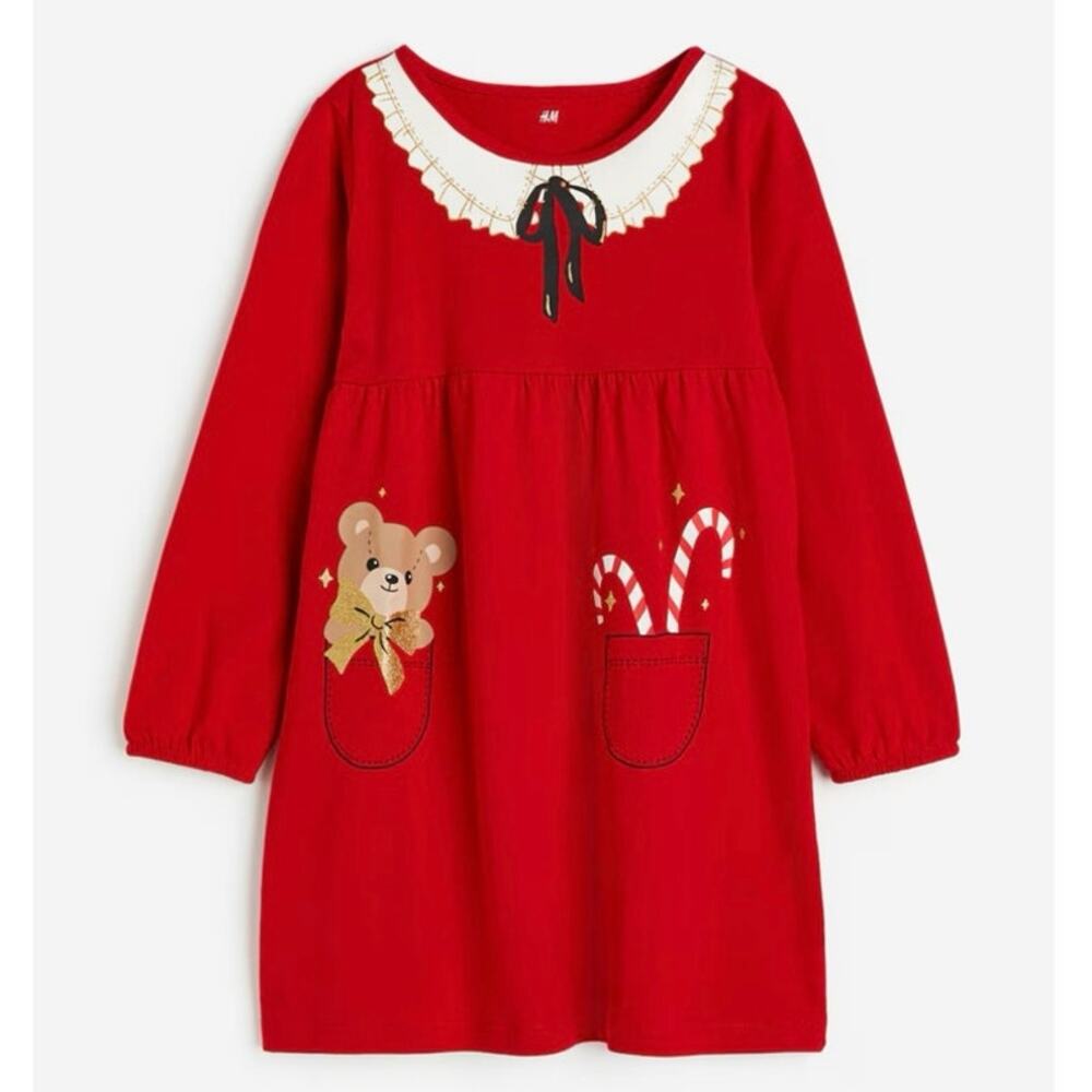 H&M Christmas 100% cotton PJ gown NWT new size 8-10